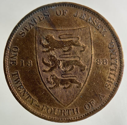 1888 Jersey 1/24 One Twenty Fourth Of A Shilling Coin | Fine Collectable Grade