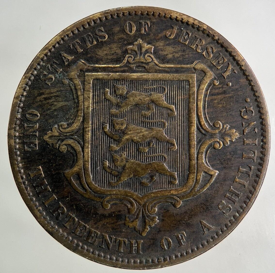 1866 Jersey 1/13 One Thirteenth Of A Shilling Coin | Fine Collectable Grade