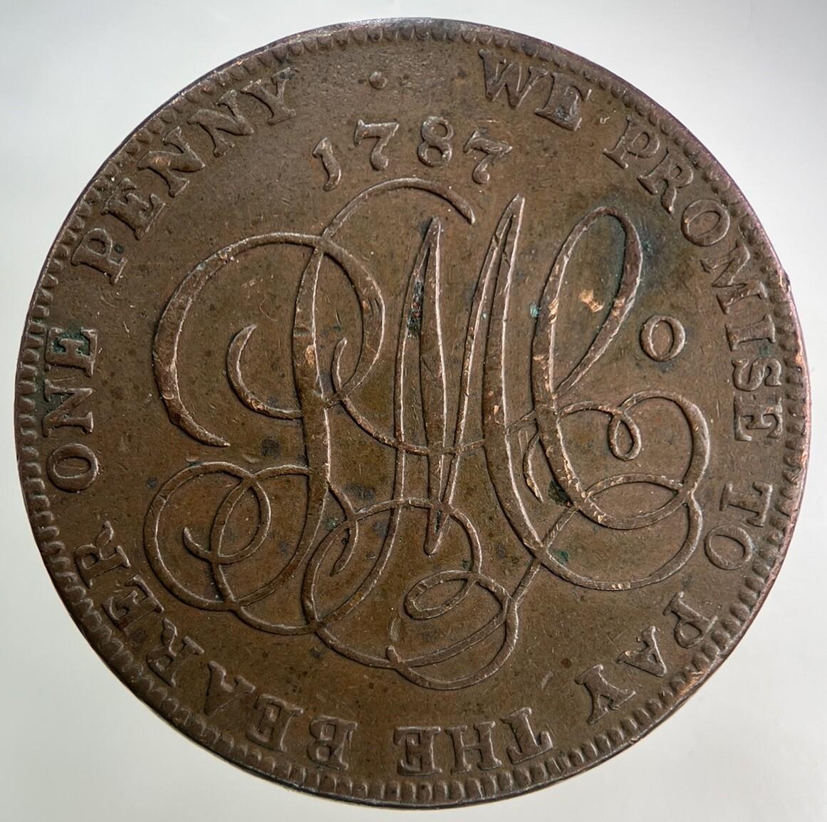 1787 London Liverpool & Anglesey One Penny Token Coin | Very High Grade