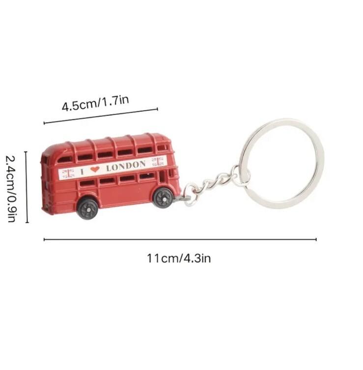 Mini Metal Red London Bus Keyring Premium Keychain Gift UK