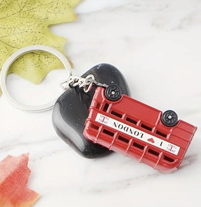 Mini Metal Red London Bus Keyring Premium Keychain Gift UK