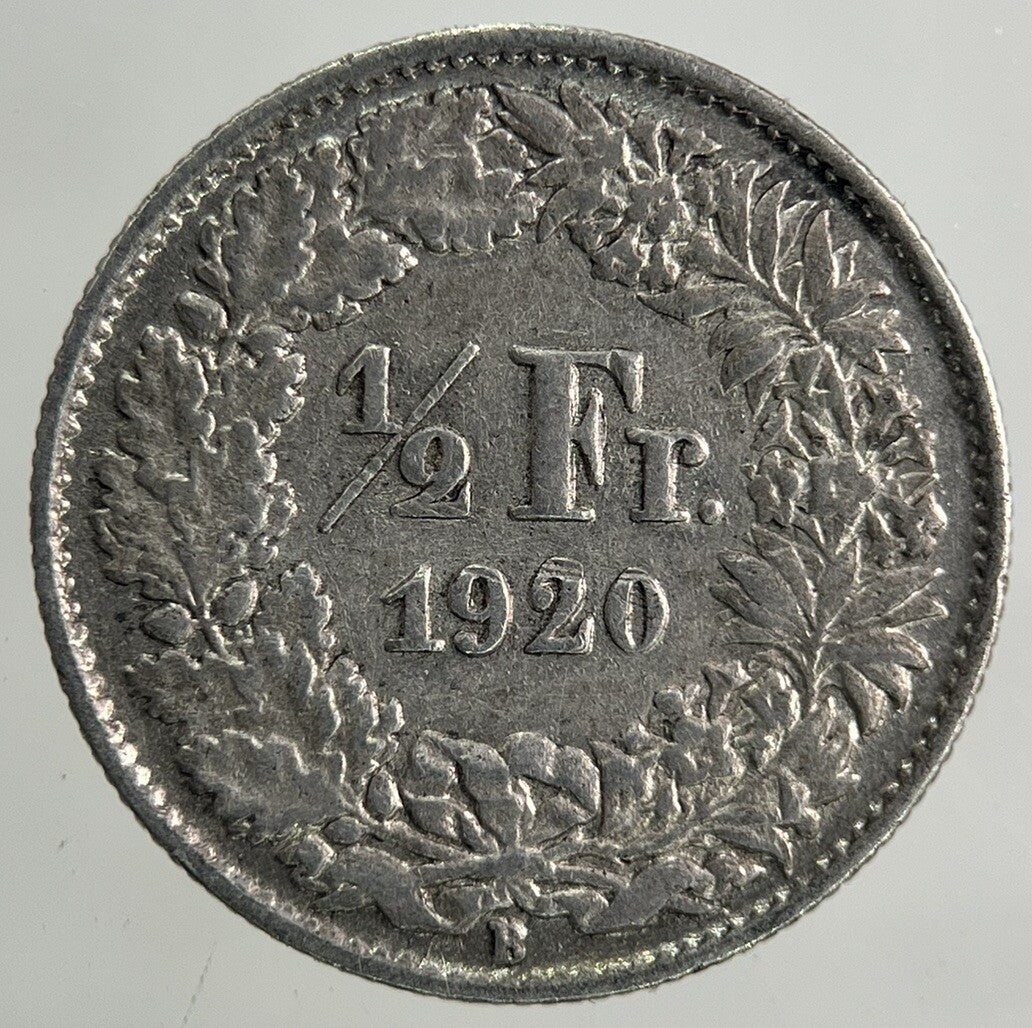 1920 Switzerland Swiss 1/2 Half Franc Silver Coin | Fine Collectable Grade