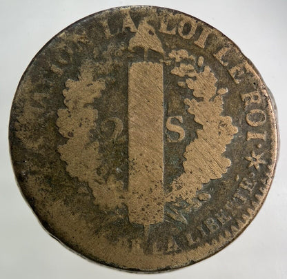 1793 France 2 Sol Coin | Collectable Grade