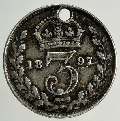 1897 Engraved Victoria Threepence Silver Coin | Collectable Grade