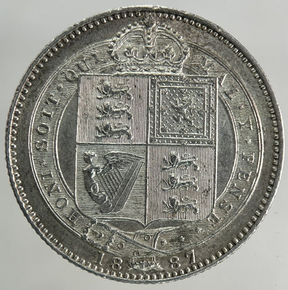 1887 Victoria Shilling Silver Coin | Very Fine Grade