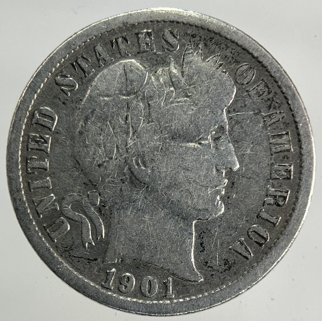 1901 US USA Barber Dime Silver Coin | Fine Collectable Grade
