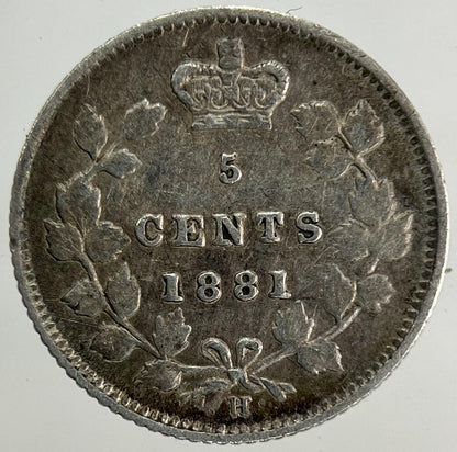 1881-H Canada 5 Cents Silver Coin | Very High Grade