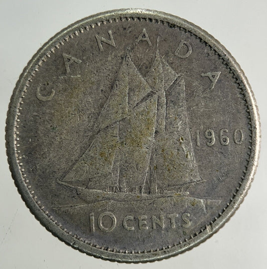 1960 Canada 10 Cents Silver Coin | Fine Collectable Grade