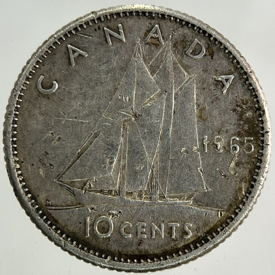 1965 Canada 10 Cents Silver Coin | Fine Collectable Grade