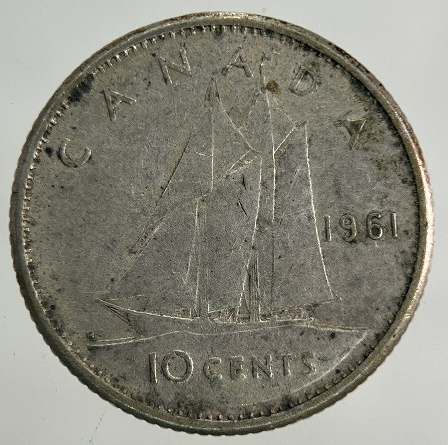 1961 Canada 10 Cents Silver Coin | Fine Collectable Grade