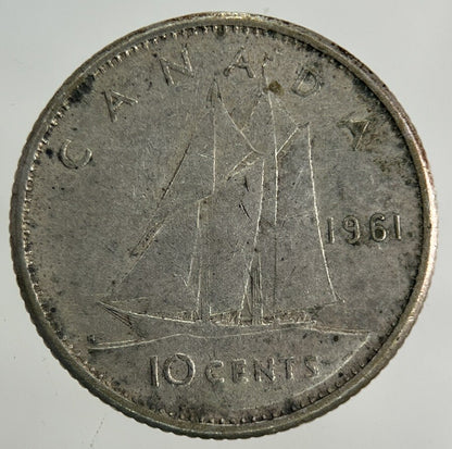 1961 Canada 10 Cents Silver Coin | Fine Collectable Grade