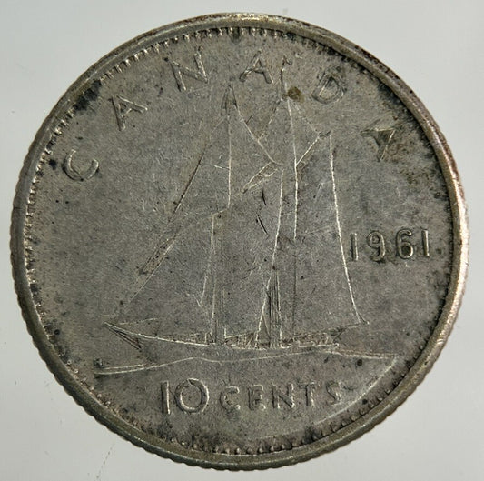 1961 Canada 10 Cents Silver Coin | Fine Collectable Grade