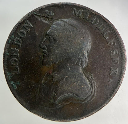 1792 London & Middlesex Half-Penny Token Coin | Fine Collectable Grade