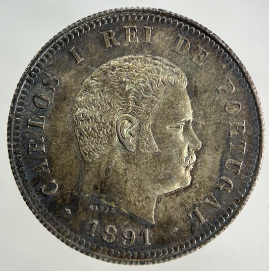 1891 Portugal 200 Reis Silver Coin | Very High Grade