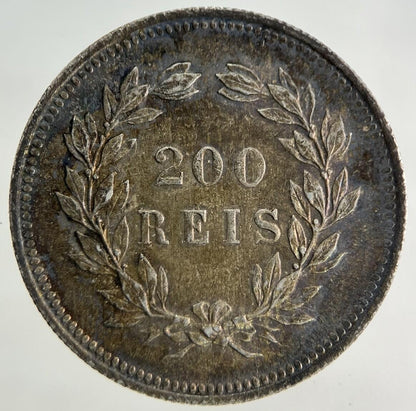 1891 Portugal 200 Reis Silver Coin | Very High Grade