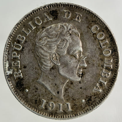 1911 Columbia Veinte 20 Centavos Silver Coin | Very High Grade