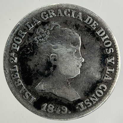 1849 Spain 1 Real Silver Coin | Fine Collectable Grade