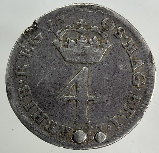 1708 Anne Maundy Four-Pence Silver Coin | Collectable Grade