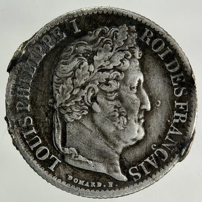 1840 France 1/2 Half Franc Silver Coin | Very High Grade