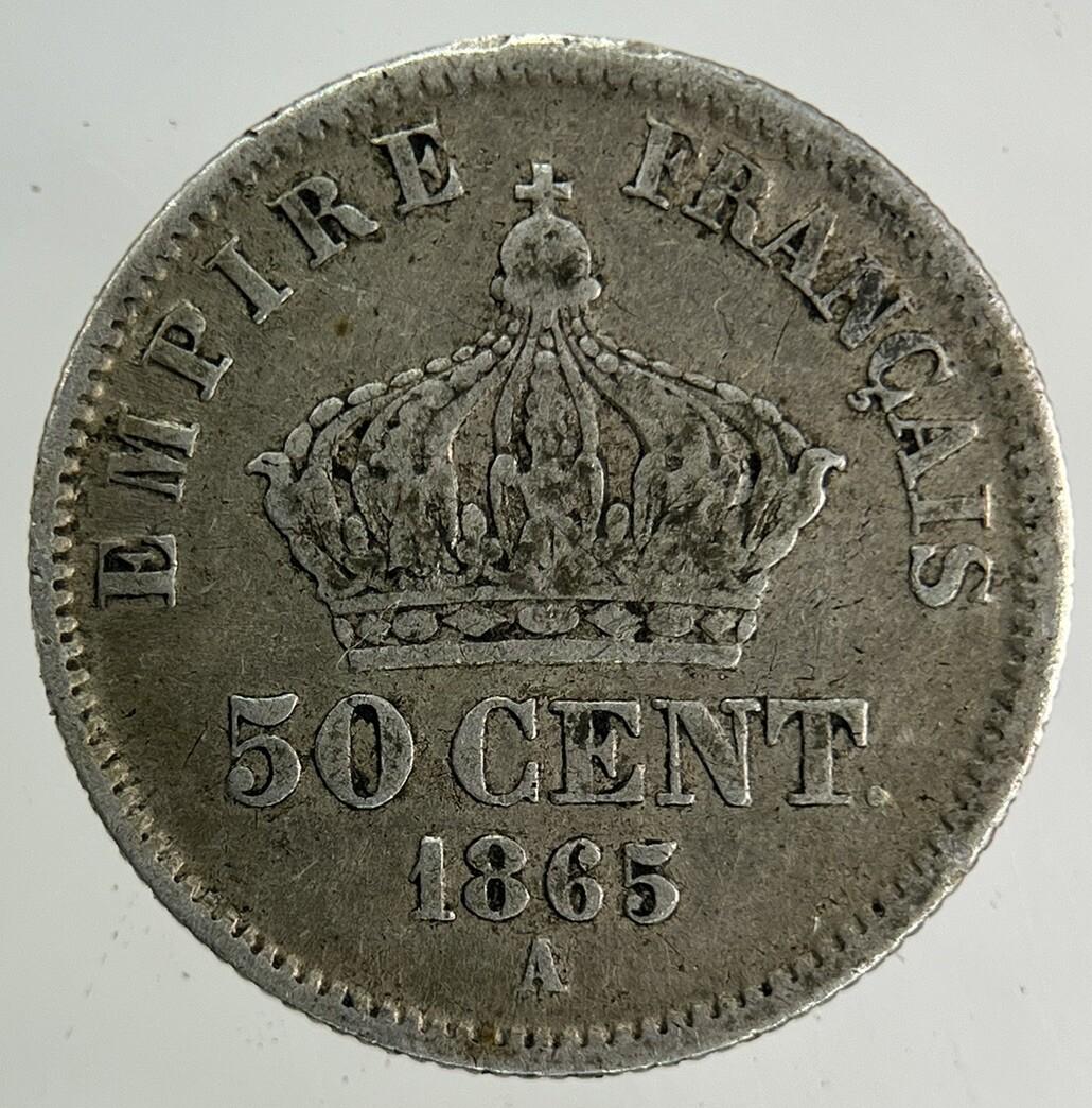1865 France 50 Centimes Silver Coin | Very High Grade