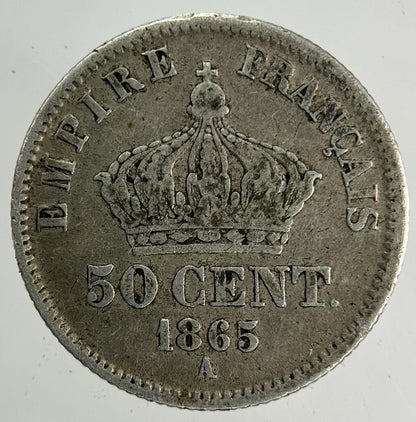 1865 France 50 Centimes Silver Coin | Very High Grade
