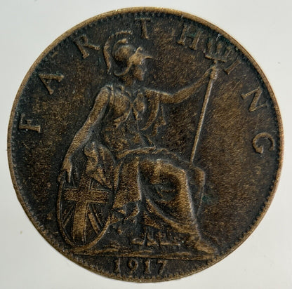 1917 George V Farthing Coin | Fine Collectable Grade