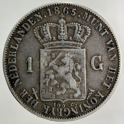 1865 Netherlands 1 Gulden Silver Coin | Very High Grade