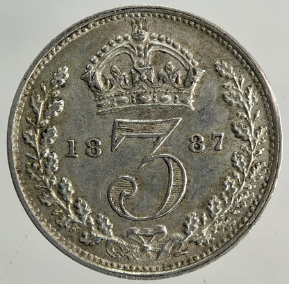 1887 Victoria Threepence Silver Coin | Very Fine Grade
