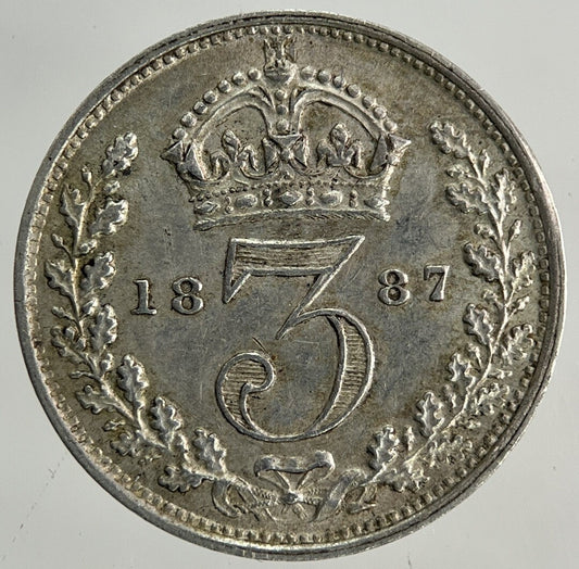 1887 Victoria Threepence Silver Coin | Very Fine Grade