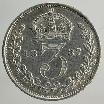 1887 Victoria Threepence Silver Coin | Very Fine Grade