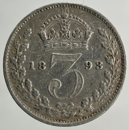 1893 Victoria Threepence Silver Coin | Fine Collectable Grade