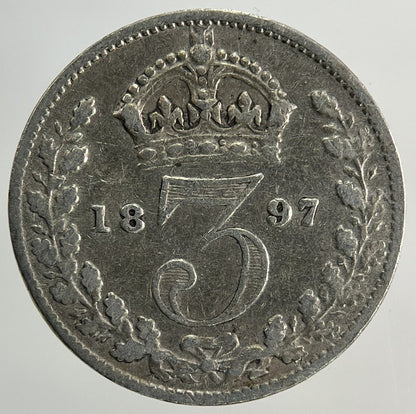 1897 Victoria Threepence Silver Coin | Fine Collectable Grade