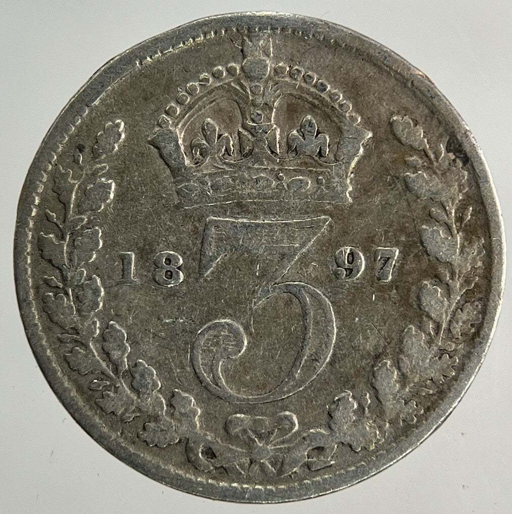 1897 Victoria Threepence Silver Coin | Fine Collectable Grade