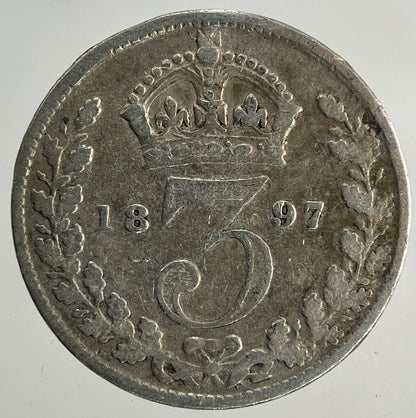 1897 Victoria Threepence Silver Coin | Fine Collectable Grade