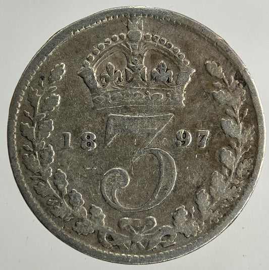 1897 Victoria Threepence Silver Coin | Fine Collectable Grade