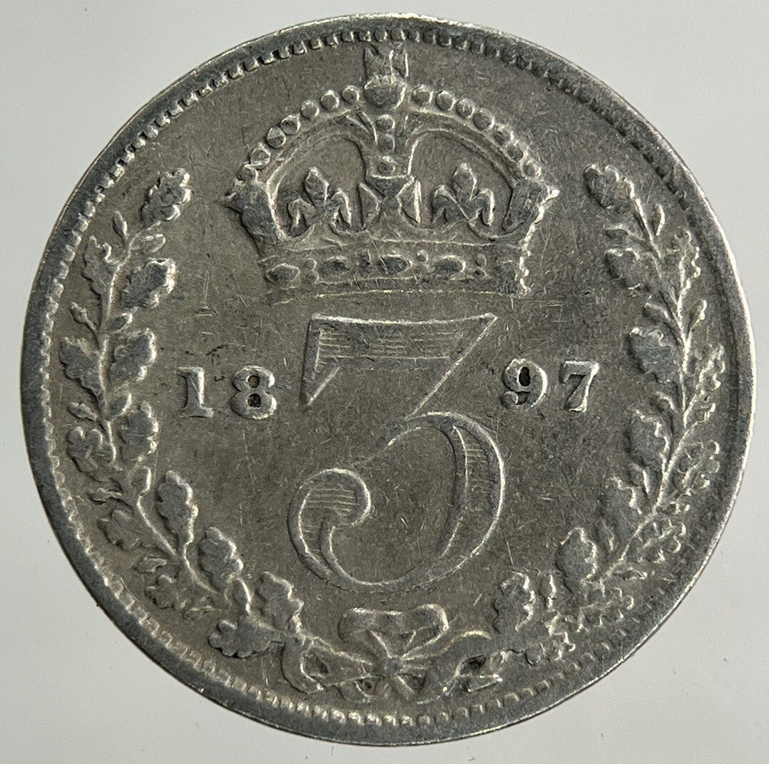 1897 Victoria Threepence Silver Coin | Fine Collectable Grade