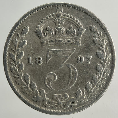 1897 Victoria Threepence Silver Coin | Fine Collectable Grade