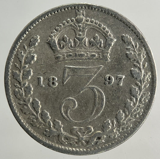 1897 Victoria Threepence Silver Coin | Fine Collectable Grade
