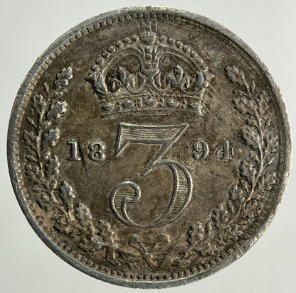 1894 Victoria Threepence Silver Coin | Very High Grade