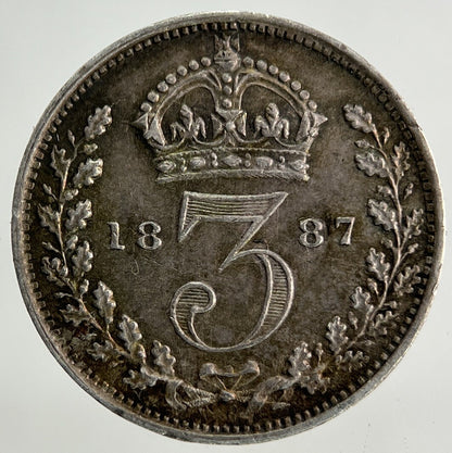 1887 Victoria Threepence Silver Coin | Very Fine Grade