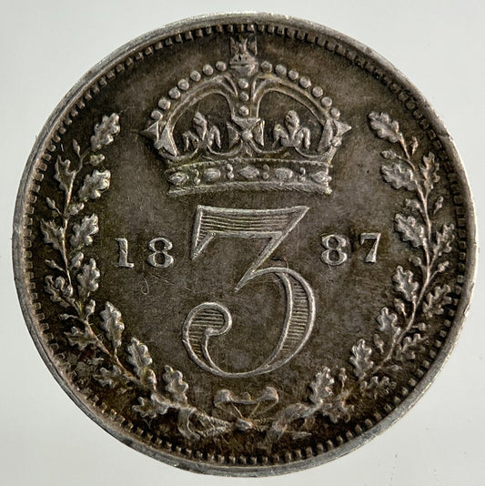 1887 Victoria Threepence Silver Coin | Very Fine Grade