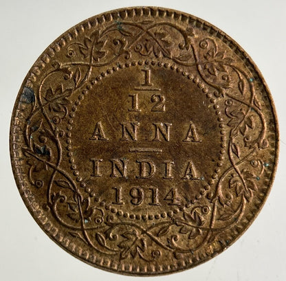 1914 India 1/12 Anna Coin | Very High Grade