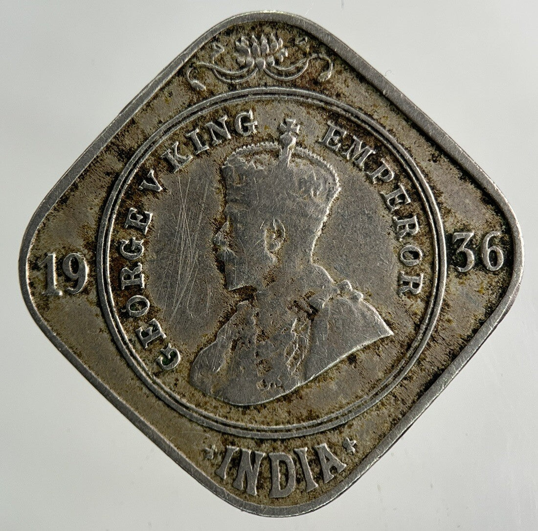 1936 India 2 Annas Coin | Fine Collectable Grade