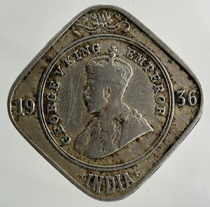 1936 India 2 Annas Coin | Fine Collectable Grade