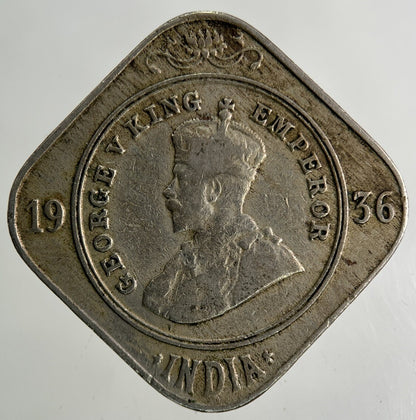 1936 India 2 Annas Coin | Fine Collectable Grade