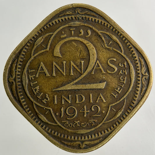 1942 India 2 Annas Coin | Fine Collectable Grade