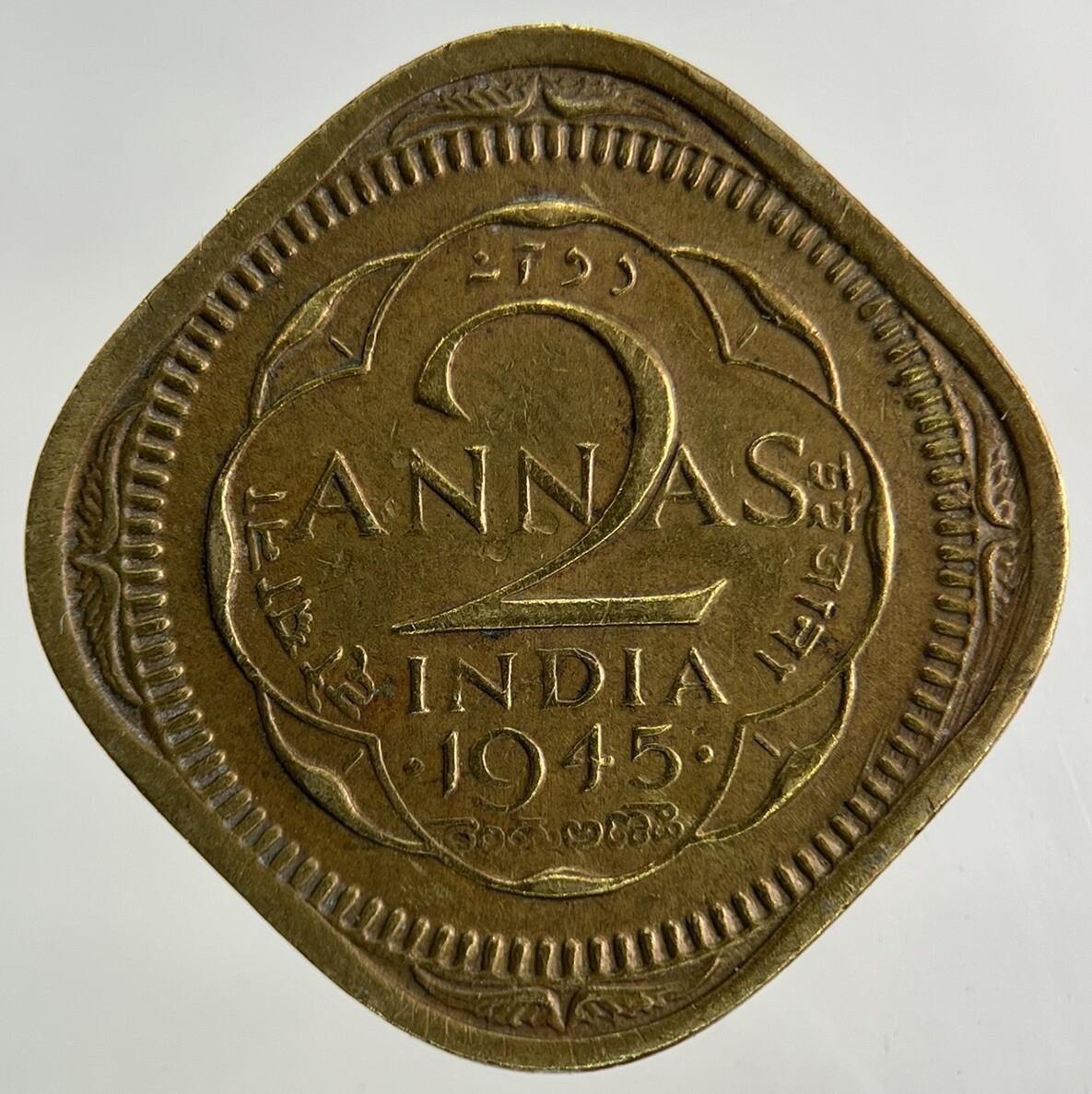 1945 India 2 Annas Coin | Fine Collectable Grade