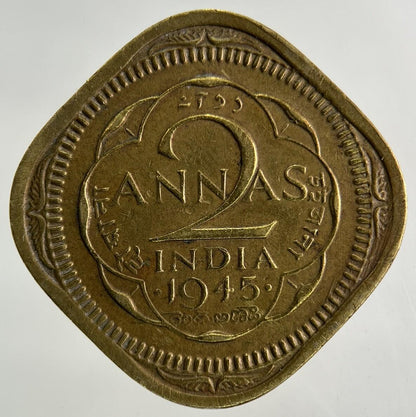 1945 India 2 Annas Coin | Fine Collectable Grade