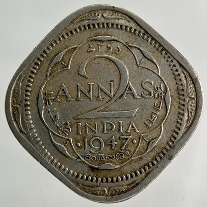 1947 India 2 Annas Coin | Fine Collectable Grade
