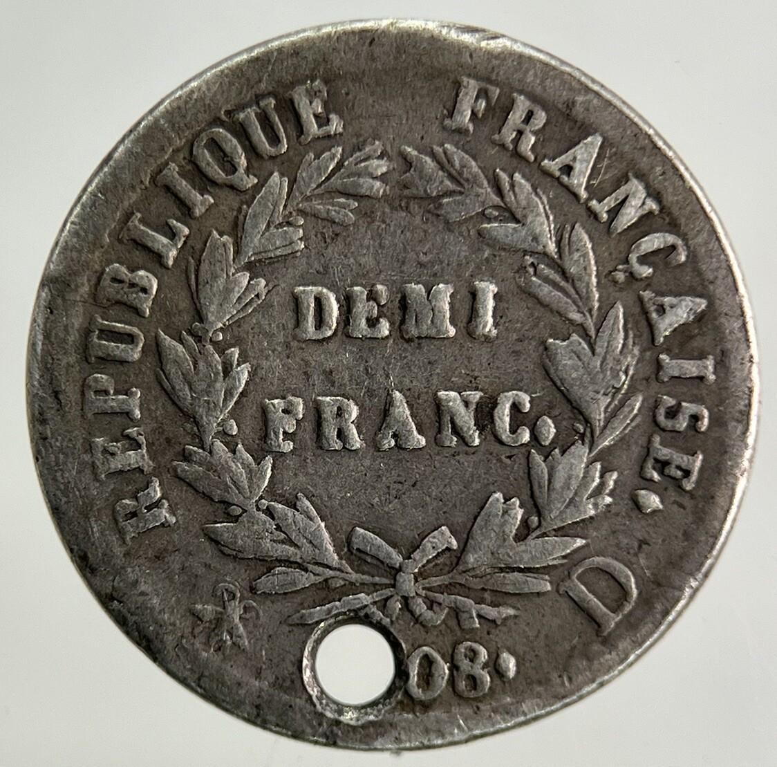 1808 France Napoleon Bonaparte Demi Half Franc Silver Coin | Very High Grade